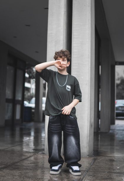 Pack Kids: 2 Polos boxy/over + Baggy jean acid wash