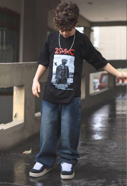 Pack Kids: 2 Polos boxy/over + Baggy jean oxido